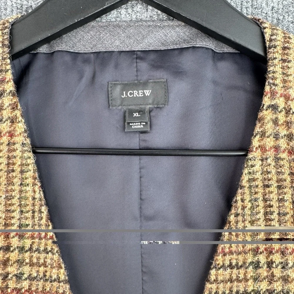J. Crew Tweed Vest Men's XL Brown Houndstooth Moon British Quality 4 Pocket